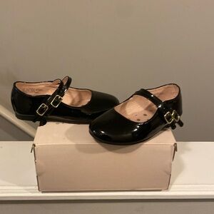 Black Patton, leather girls dress shoes for nine month old